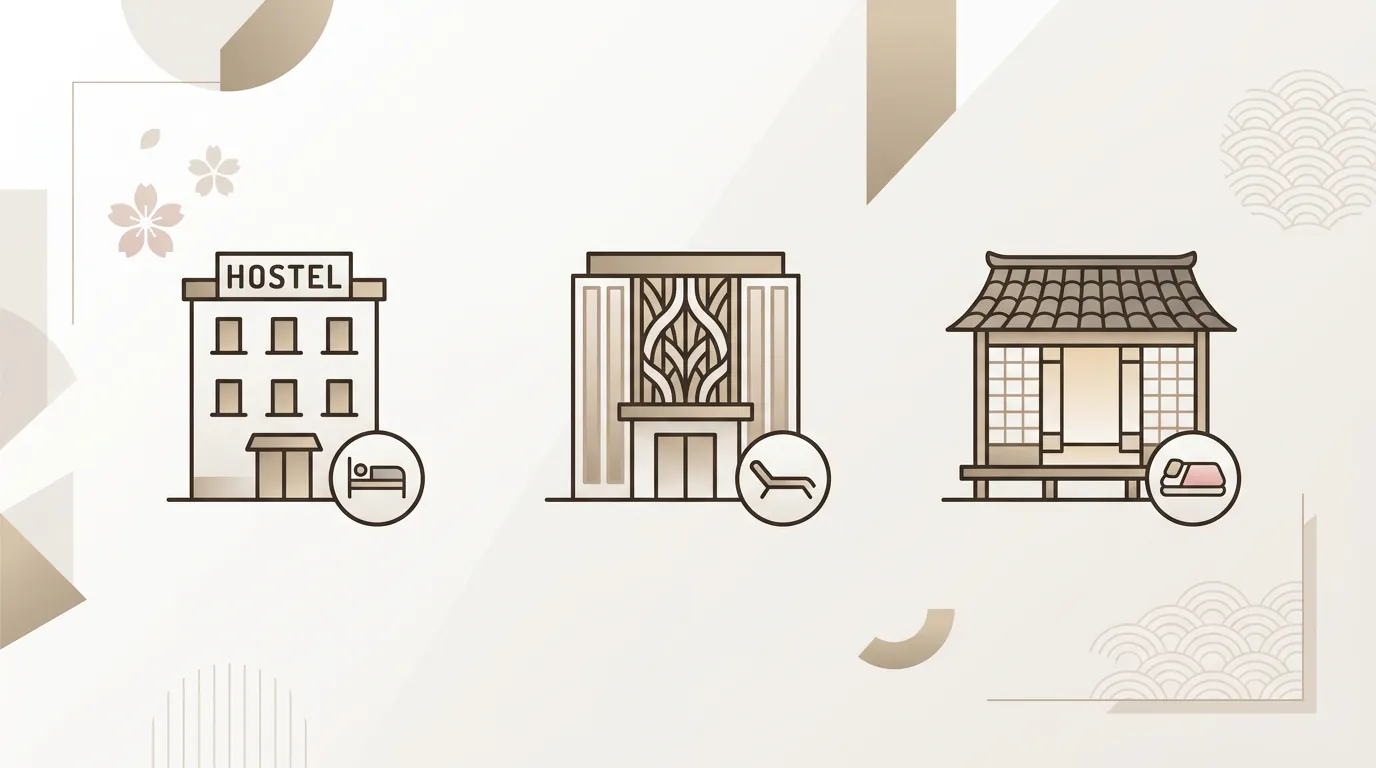 Gráfico conceptual sobre presupuestos de viaje a Japón: económico, estándar y superior.